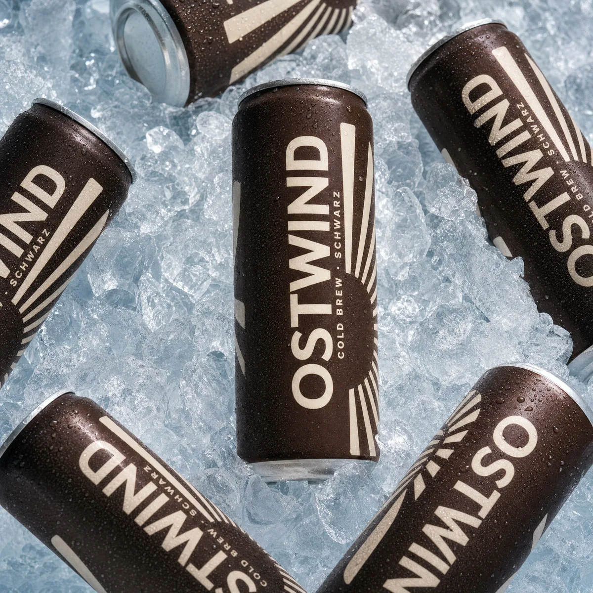 OSTWIND Cold Brew — Dosen auf Eis, Editorial-Produktfoto