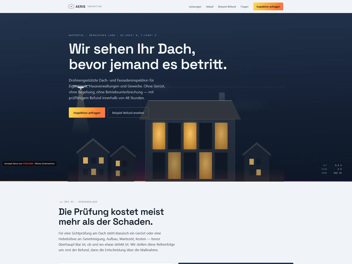 AERIS Inspektion — Webdesign-Demo für Drohneninspektion