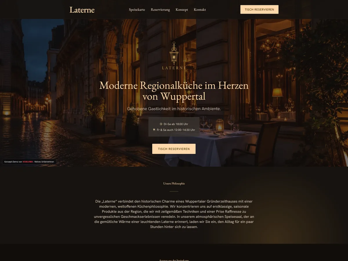 Laterne — Webdesign-Demo für Restaurant