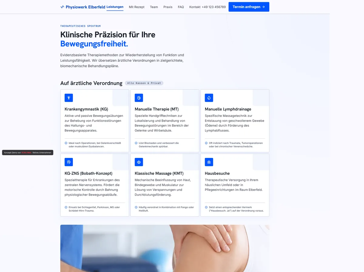 Physiowerk Elberfeld — Webdesign-Demo für Physiotherapie-Praxis